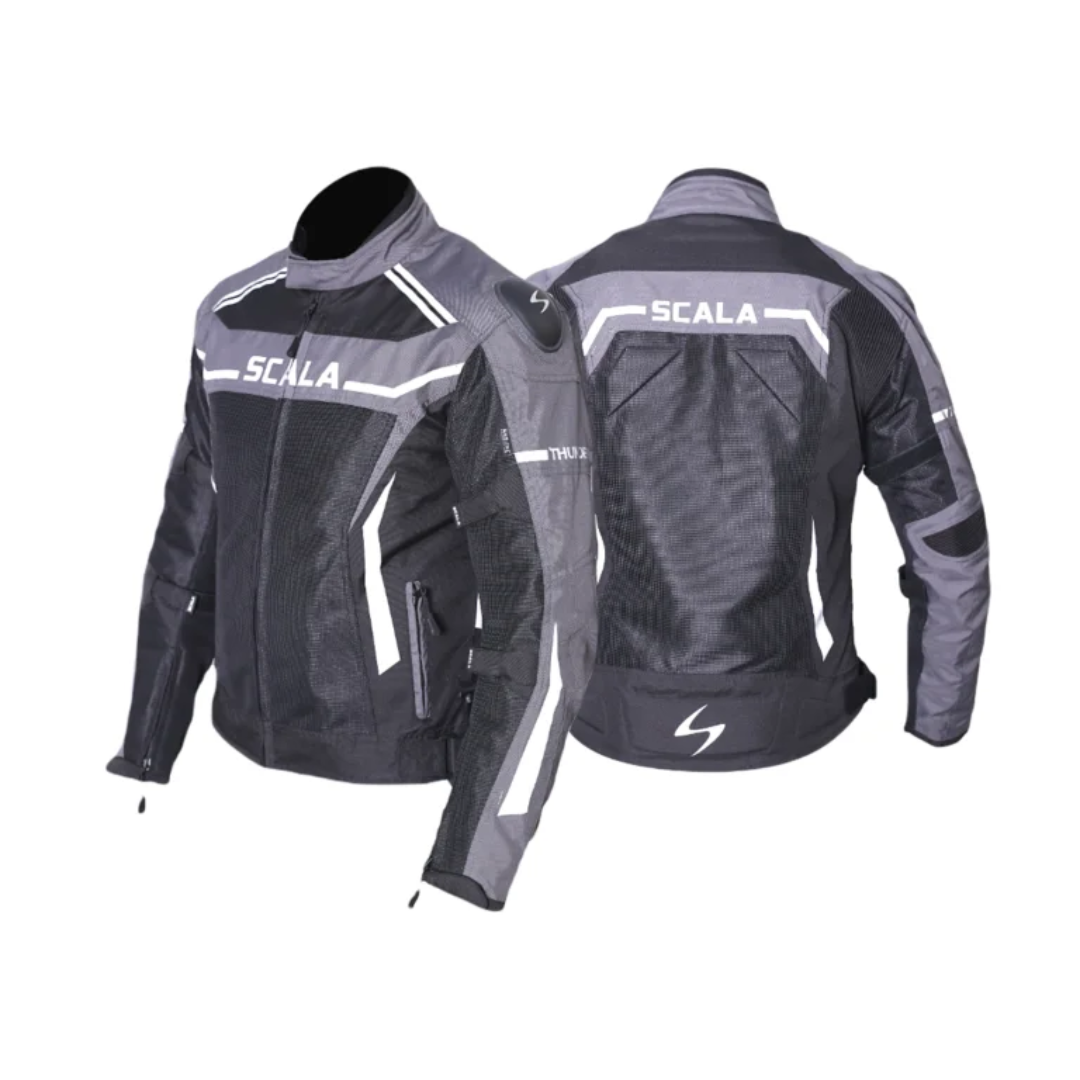 SCALA Thunder L2 Gray Motorcycle Riding Jacket with CE Level 2 Armor