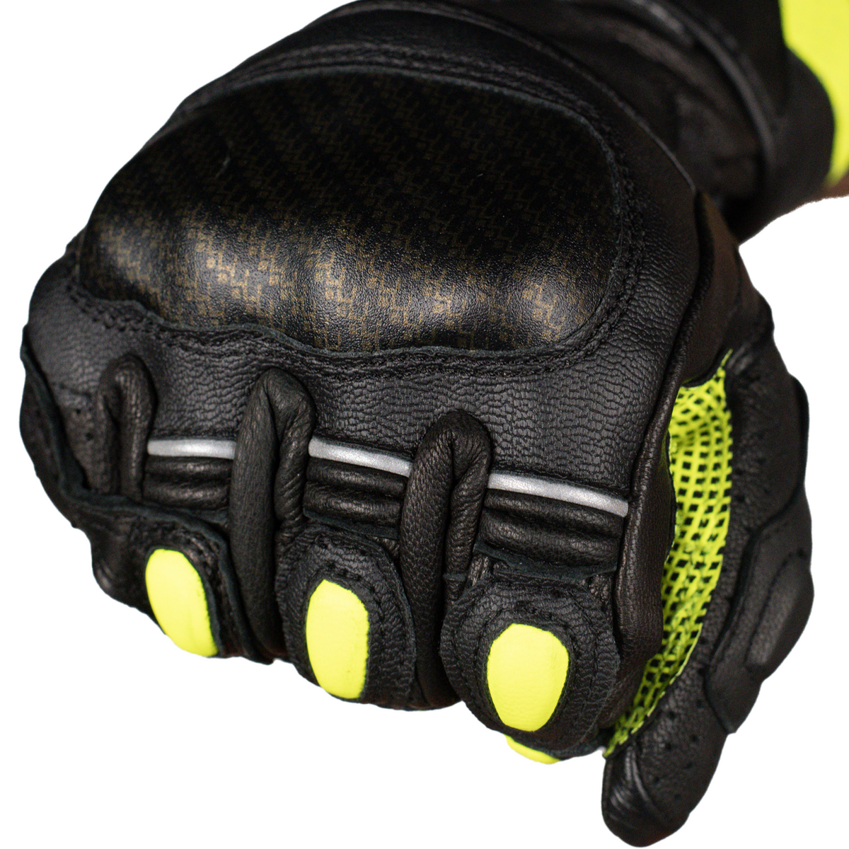 Scala Trekker motorcycle gloves showing SAS-TEC carbon knuckle protectors