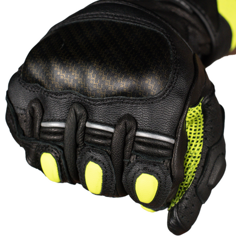 Scala Trekker motorcycle gloves showing SAS-TEC carbon knuckle protectors