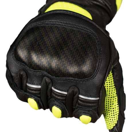 Scala Trekker motorcycle gloves showing SAS-TEC carbon knuckle protectors