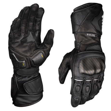 Scala Trekker motorcycle gloves showing SAS-TEC carbon knuckle protectors