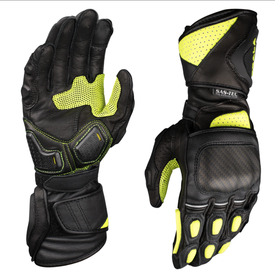 Scala Trekker black genuine leather motorcycle riding gloves front view