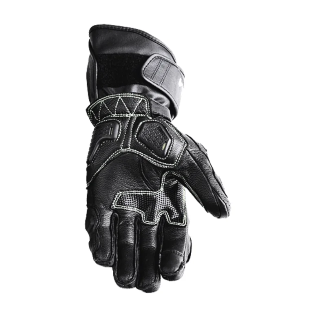 Scala Trekker black genuine leather motorcycle riding gloves front view