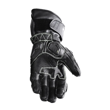 Scala Trekker black genuine leather motorcycle riding gloves front view