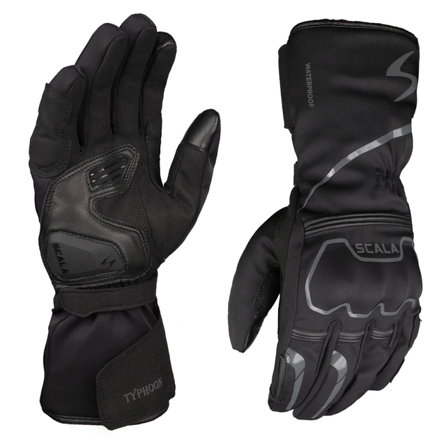 Scala Typhoon black waterproof motorcycle riding gloves