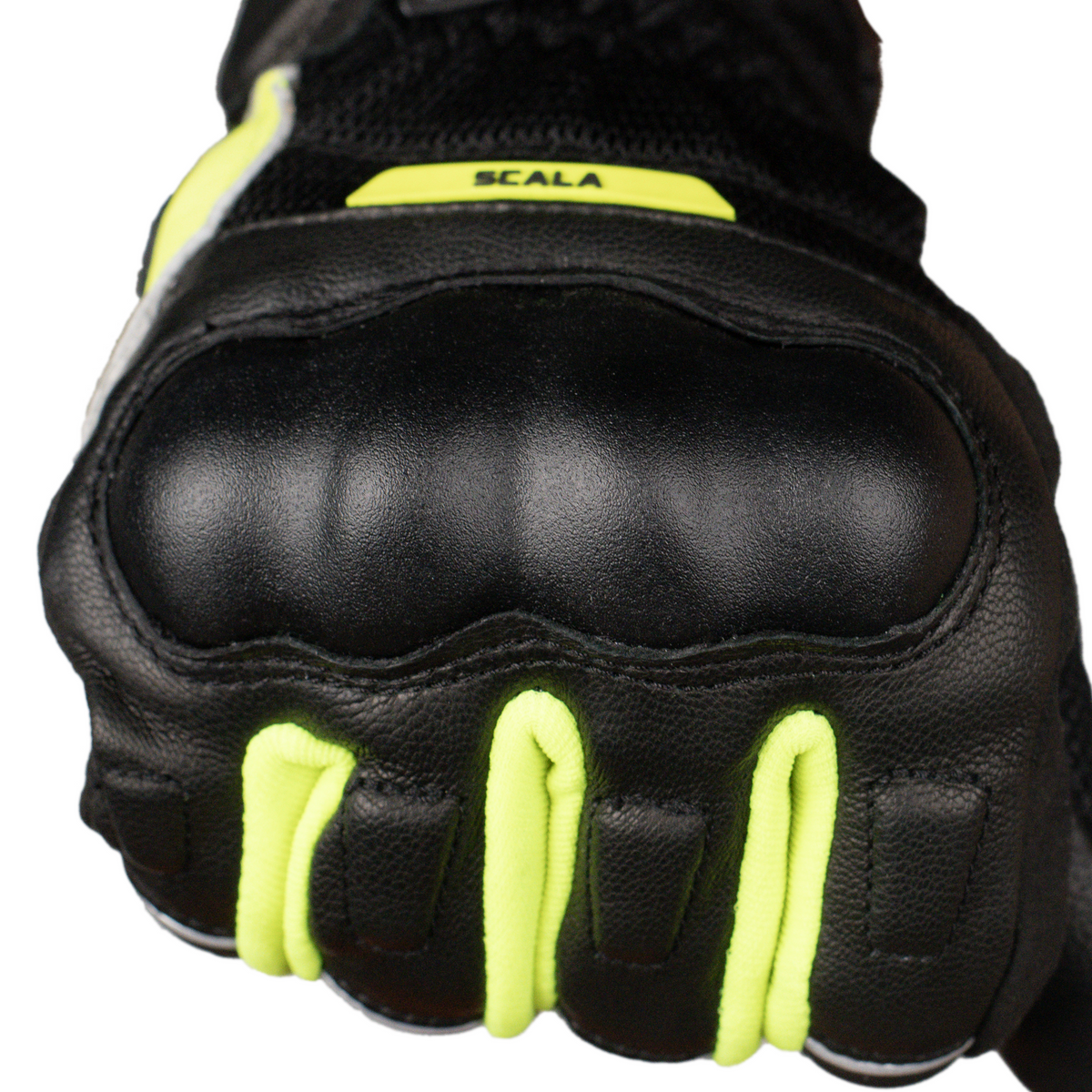 Scala Viper black neon genuine leather motorcycle riding gloves

