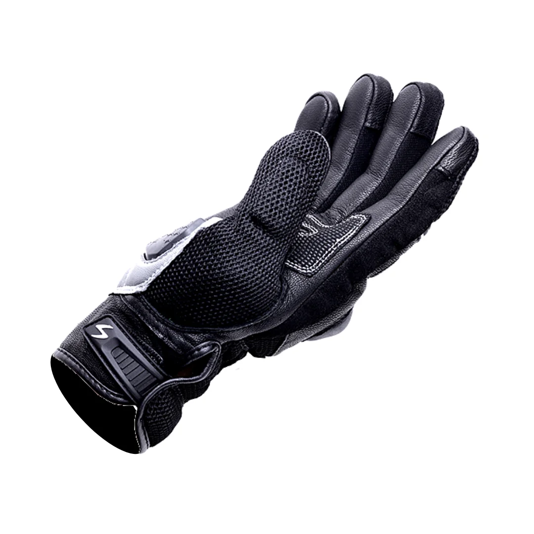 Scala Viper black genuine leather motorcycle riding gloves front view
