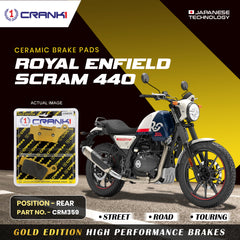 CRANK1 Ceramic Rear Brake Pads CRM359 for Royal Enfield Scram 440 HH Rated High Performance Motorcycle Brake Pads