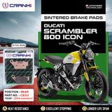 CRANK1 CB312 Sintered Rear Brake Pads for Ducati Scrambler 800 Icon 2019 Onwards motorcycle
