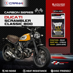 CRANK1 Carbon Rear Brake Pads CFB312 for Ducati Scrambler Classic 800 2015-2018