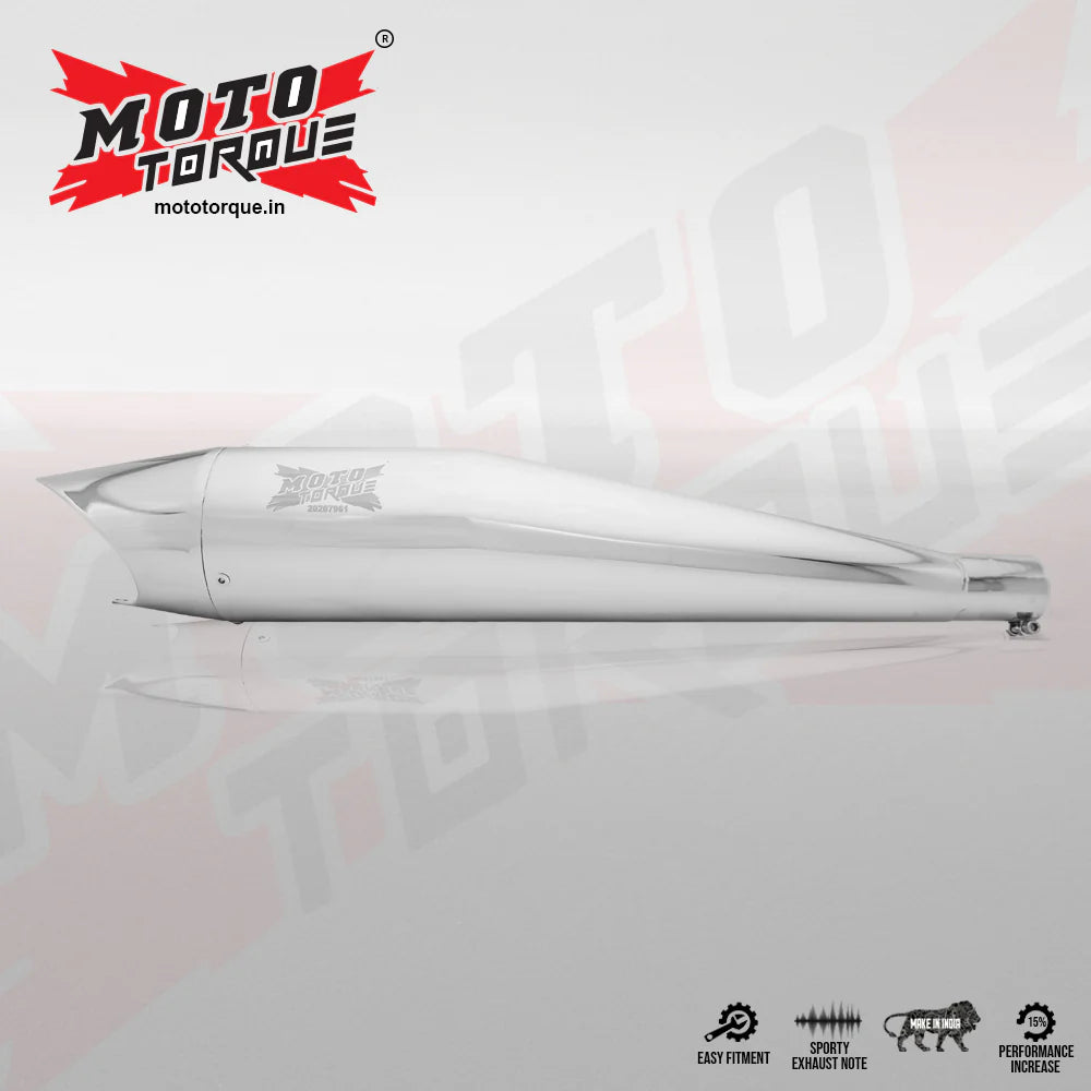 Moto Torque Shark Chrome Performance Exhaust for Royal Enfield UCE Models