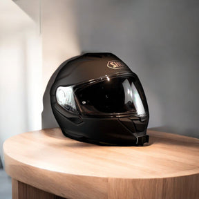 SHOEI GT-Air 3 helmet chin mount installed for GoPro and Insta360 POV motovlogging camera setup on motorcycle helmet