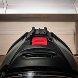 SHOEI Neotec 2 helmet chin mount installed for GoPro and Insta360 POV motovlogging camera setup on motorcycle helmet