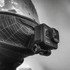 SHOEI RF-1200 NXR Z-7 helmet chin mount installed for GoPro and Insta360 POV motovlogging camera setup on motorcycle helmet