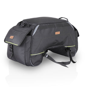 Guardian Gears SideKick 45L Universal Motorcycle Tail Bag with waterproof rain cover mounted on motorcycle for touring and travel