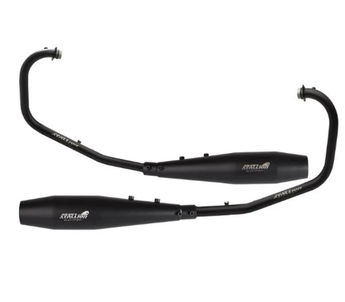 Silver Stallion full system exhaust for Royal Enfield Interceptor 650 and Continental GT 650 silver black matte brushed