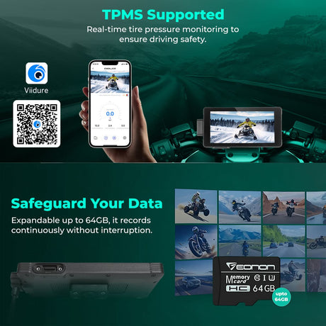 SIMTAC M10 Motorcycle GPS CarPlay Dash Cam System