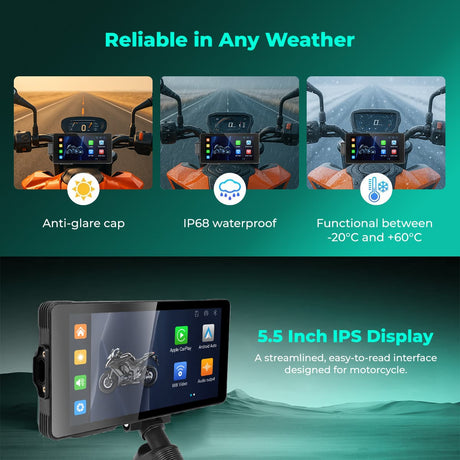 SIMTAC M10 Motorcycle GPS CarPlay Dash Cam System