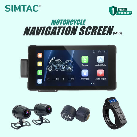 SIMTAC M10DT Motorcycle GPS CarPlay TPMS System