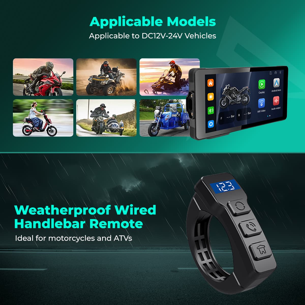 SIMTAC M10DT Motorcycle GPS CarPlay TPMS System