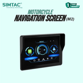 SIMTAC M2 Motorcycle GPS Navigation Display with Wireless Apple CarPlay Android Auto Bluetooth and IP67 Waterproof Touchscreen