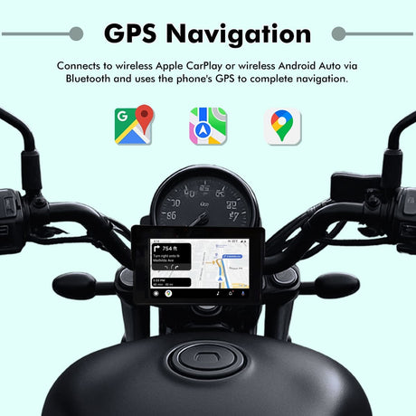 SIMTAC M2 Motorcycle GPS Navigation Display with Wireless Apple CarPlay Android Auto Bluetooth and IP67 Waterproof Touchscreen