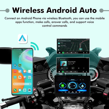SIMTAC M2 Motorcycle GPS Navigation Display with Wireless Apple CarPlay Android Auto Bluetooth and IP67 Waterproof Touchscreen