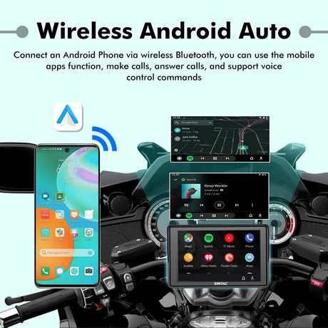 SIMTAC M4D Motorcycle Dash Cam with Dual 1080P Cameras CarPlay Android Auto GPS Navigation DVR System