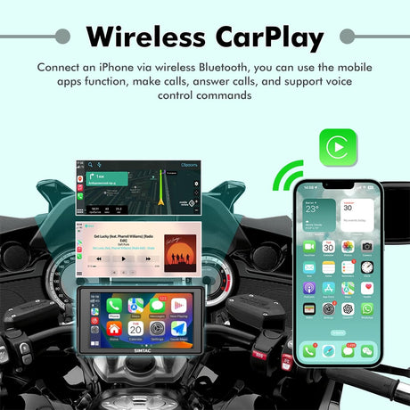 SIMTAC M4D Motorcycle Dash Cam with Dual 1080P Cameras CarPlay Android Auto GPS Navigation DVR System