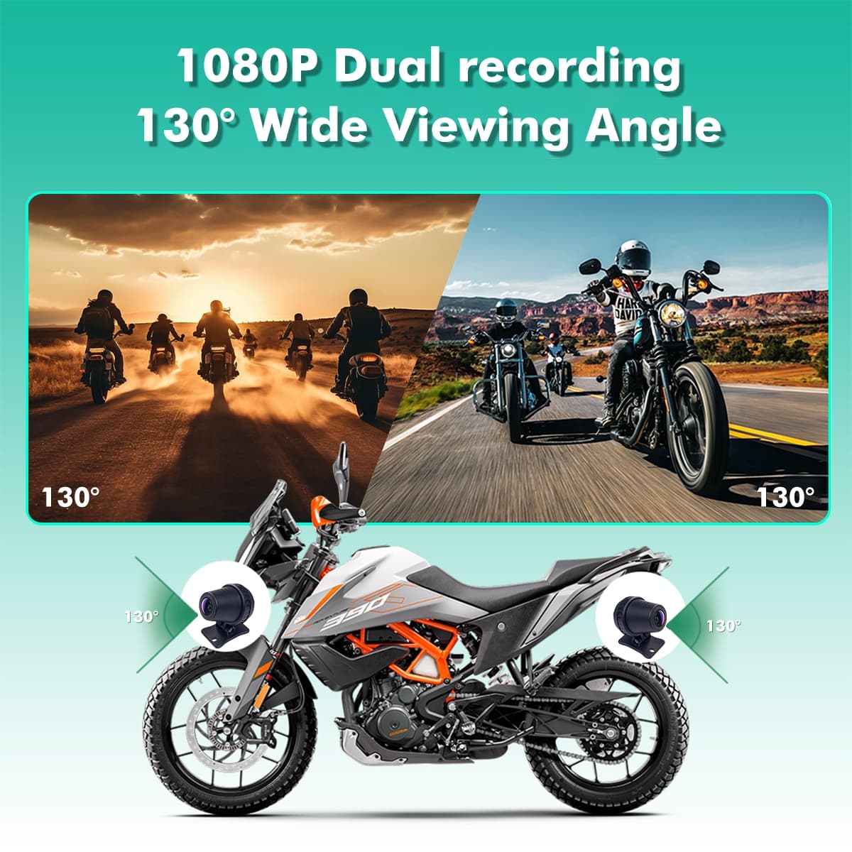SIMTAC M4D Motorcycle Dash Cam with Dual 1080P Cameras CarPlay Android Auto GPS Navigation DVR System
