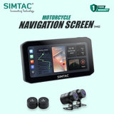 SIMTAC M6DT Motorcycle GPS Navigation System with CarPlay Android Auto Dual Dash Cam TPMS and Smart 5 Inch Display