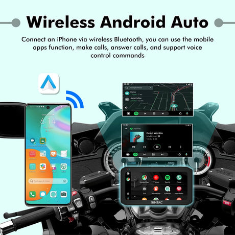 SIMTAC M6DT Motorcycle GPS Navigation System with CarPlay Android Auto Dual Dash Cam TPMS and Smart 5 Inch Display