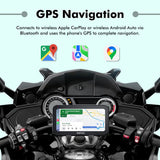 SIMTAC M6DT Motorcycle GPS Navigation System with CarPlay Android Auto Dual Dash Cam TPMS and Smart 5 Inch Display