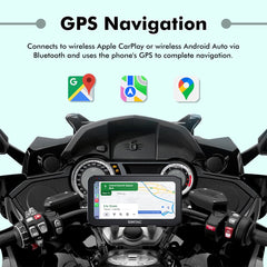 SIMTAC M6DT Motorcycle GPS Navigation System with CarPlay Android Auto Dual Dash Cam TPMS and Smart 5 Inch Display