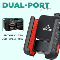 Simtac JQLC2-PRO Bike Mobile Holder with Dual USB Fast Charger and Vibration Damper for Motorcycle Scooter Bicycle