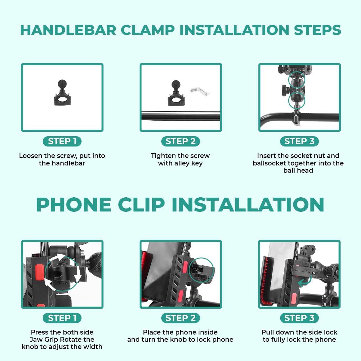Simtac JQLC2-PRO Bike Mobile Holder with Dual USB Fast Charger and Vibration Damper for Motorcycle Scooter Bicycle