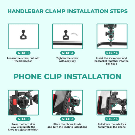Simtac JQLC2-PRO Bike Mobile Holder with Dual USB Fast Charger and Vibration Damper for Motorcycle Scooter Bicycle