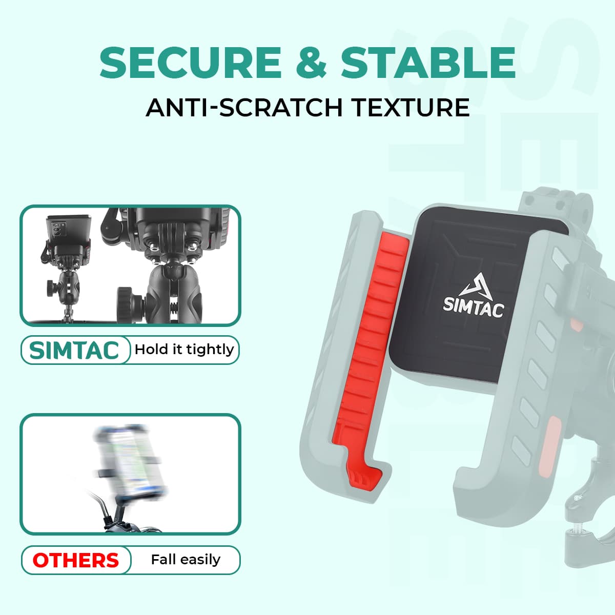Simtac Quick Lock Jaw Grip Pro Plus Bike Mobile Holder with Vibration Damper for Motorcycle Scooter Bicycle