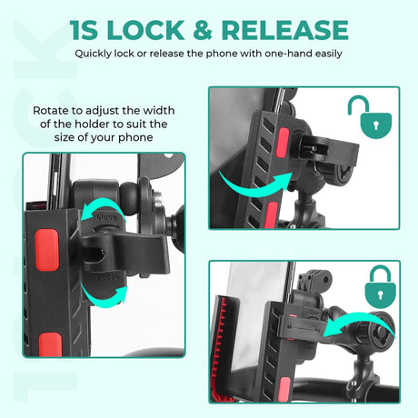 Simtac Quick Lock Jaw Grip Pro Plus Bike Mobile Holder with Vibration Damper for Motorcycle Scooter Bicycle