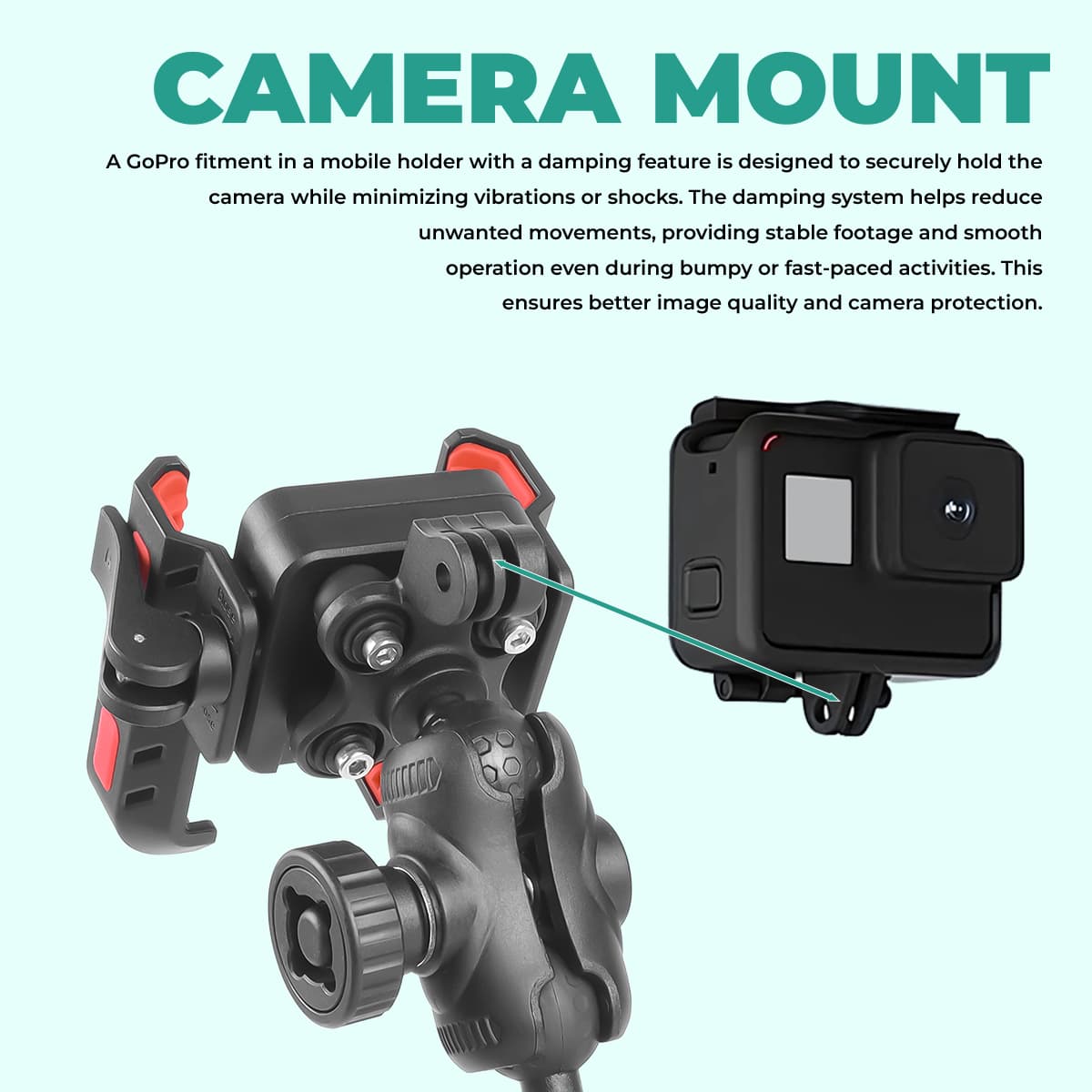 Simtac Quick Lock Jaw Grip Pro Plus Bike Mobile Holder with Vibration Damper for Motorcycle Scooter Bicycle