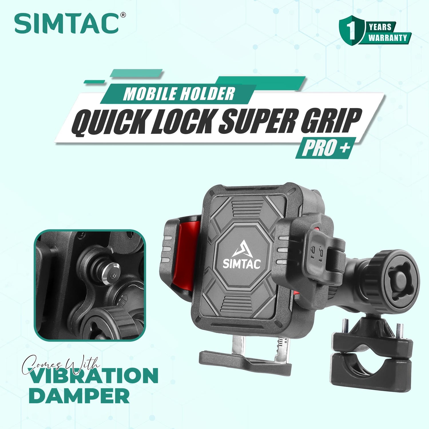 Simtac SQL2-WC-PRO wireless charging motorcycle phone holder

