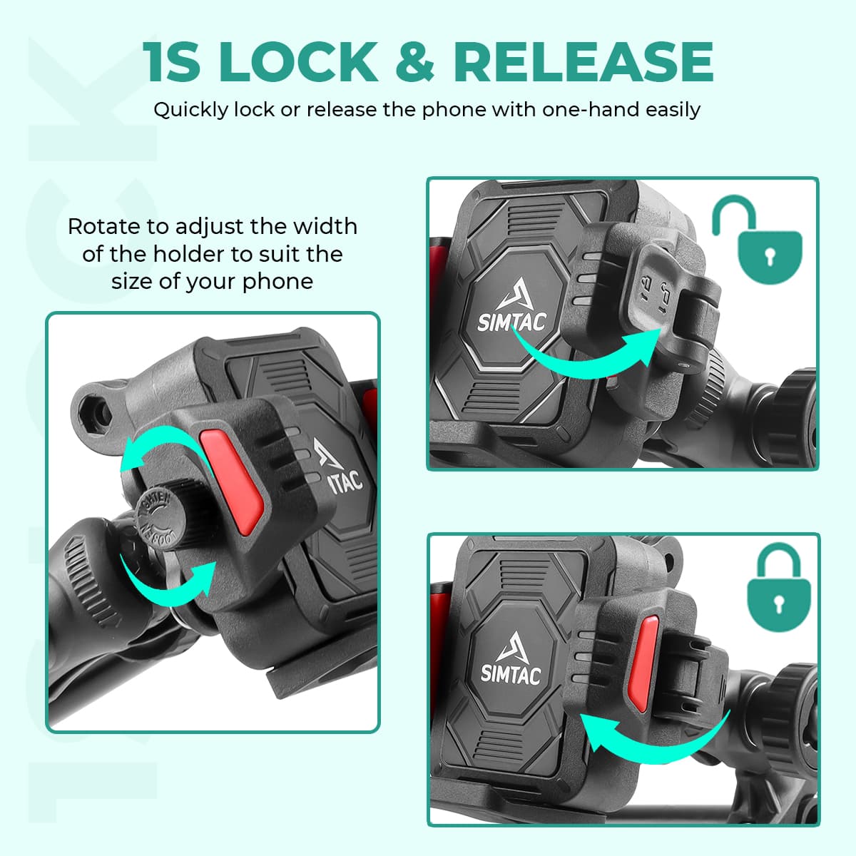 Simtac SQL2-WC-PRO wireless charging motorcycle phone holder

