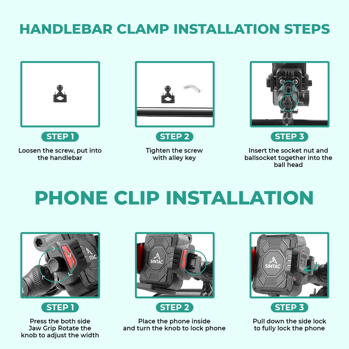 Simtac SQL2-WC-PRO wireless charging motorcycle phone holder

