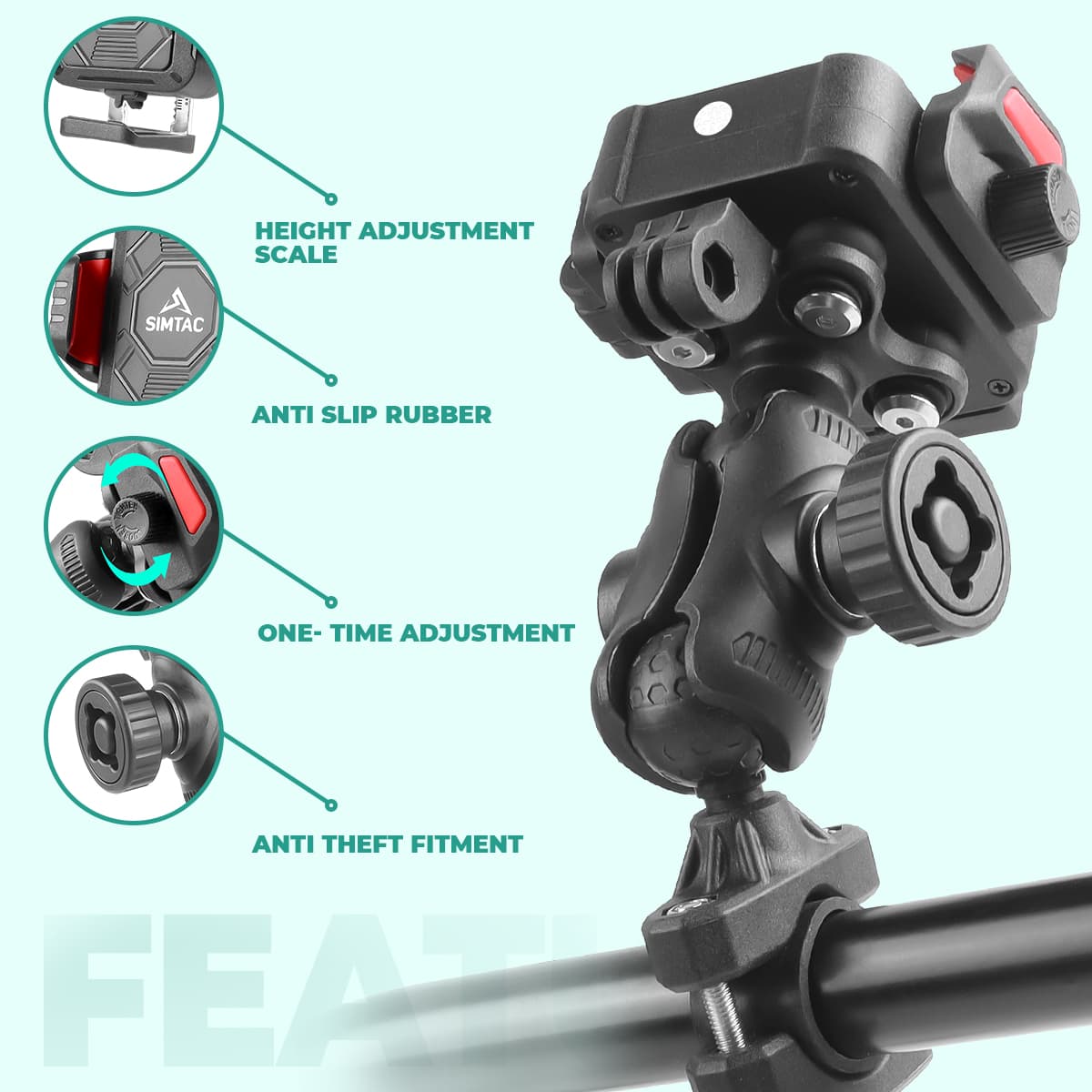 Simtac SQL2-WC-PRO wireless charging motorcycle phone holder

