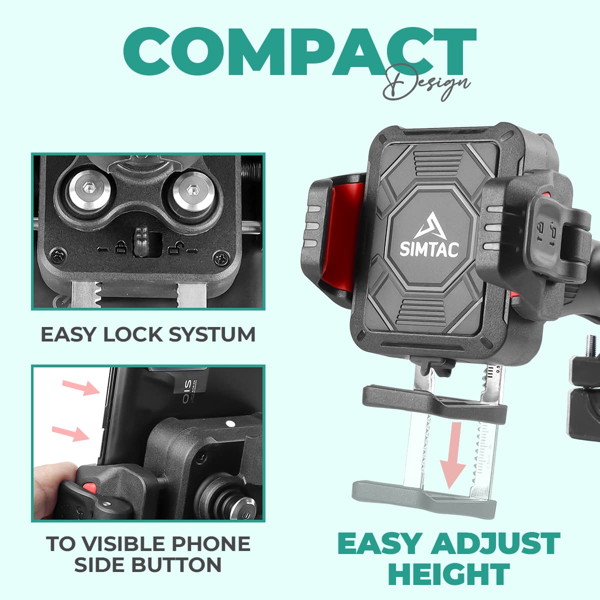Simtac SQL2-WC-PRO wireless charging motorcycle phone holder

