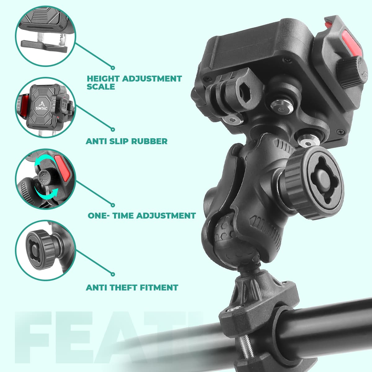 Simtac SQL2-PRO Super Grip Pro+ motorcycle phone holder

