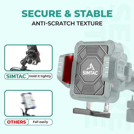 Simtac SQL2-PRO Quick Lock Super Grip Bike Mobile Holder with Vibration Damper for Motorcycle Scooter Bicycle