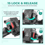 Simtac SQL2-PRO Quick Lock Super Grip Bike Mobile Holder with Vibration Damper for Motorcycle Scooter Bicycle