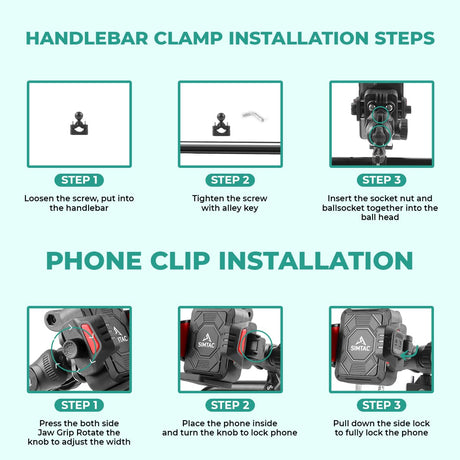 Simtac SQL2-PRO Quick Lock Super Grip Bike Mobile Holder with Vibration Damper for Motorcycle Scooter Bicycle