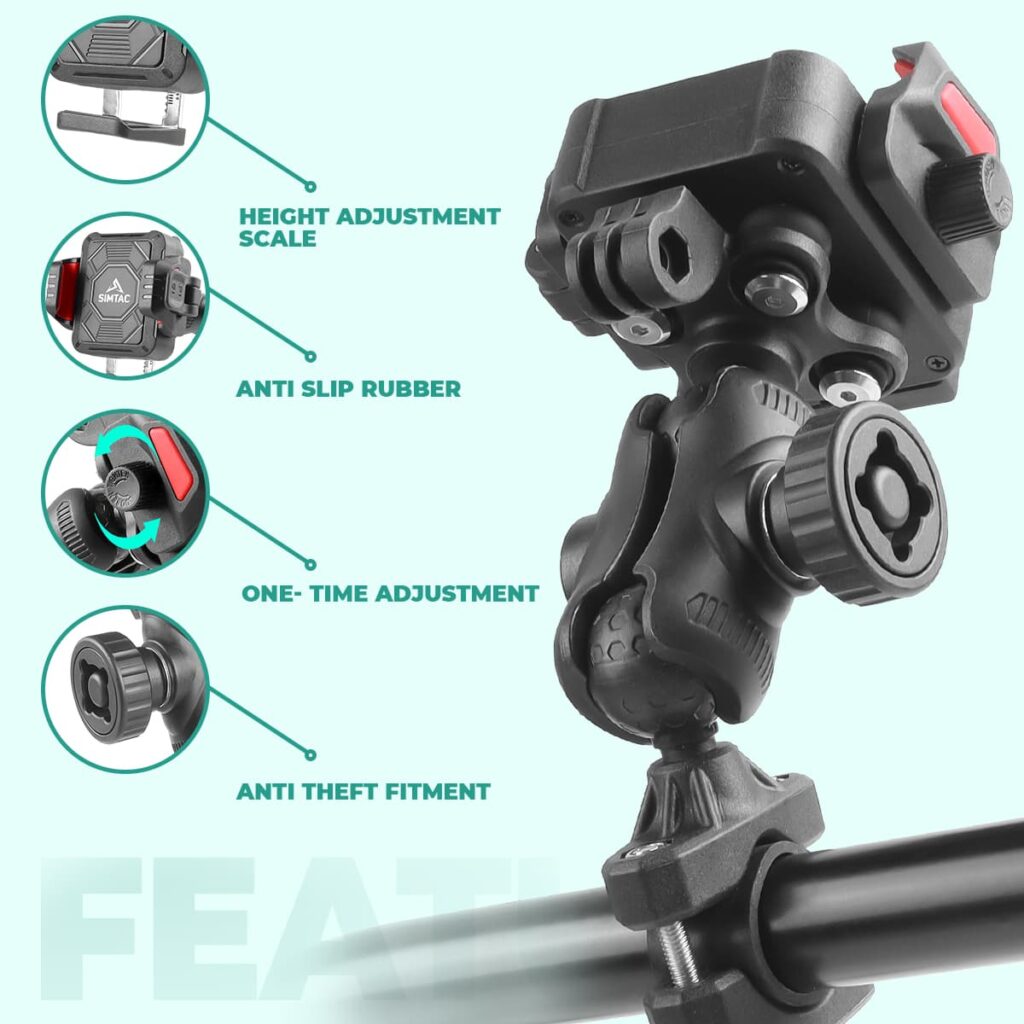 Simtac SQL2-PRO Quick Lock Super Grip Bike Mobile Holder with Vibration Damper for Motorcycle Scooter Bicycle
